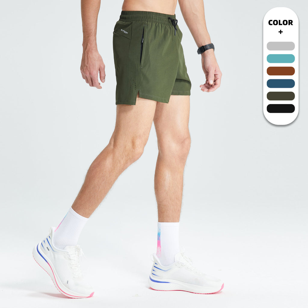 Men's Stretch Woven Sports Shorts with Quick-Dry Mesh for Running, Marathon, Track & Fitness