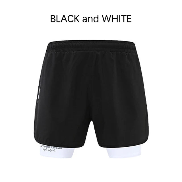 Sport Shorts Double-Deck Running Shorts 2 In 1 Quick Dry Men Sportswear Summer Gym Training Short Pants