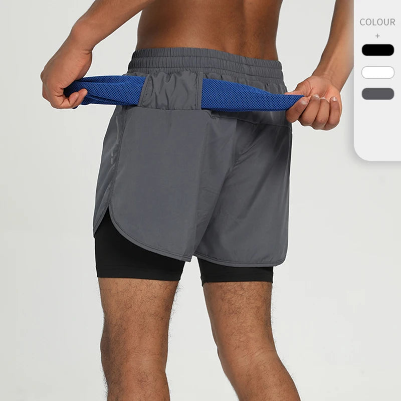 Sport Shorts Double-Deck Running Shorts 2 In 1 Quick Dry Men Sportswear Summer Gym Training Short Pants
