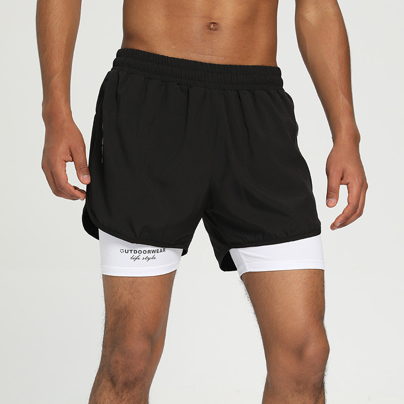 American style quick-drying printed sports shorts for men with lining to prevent exposure, running, swimming, fitness and sports shorts